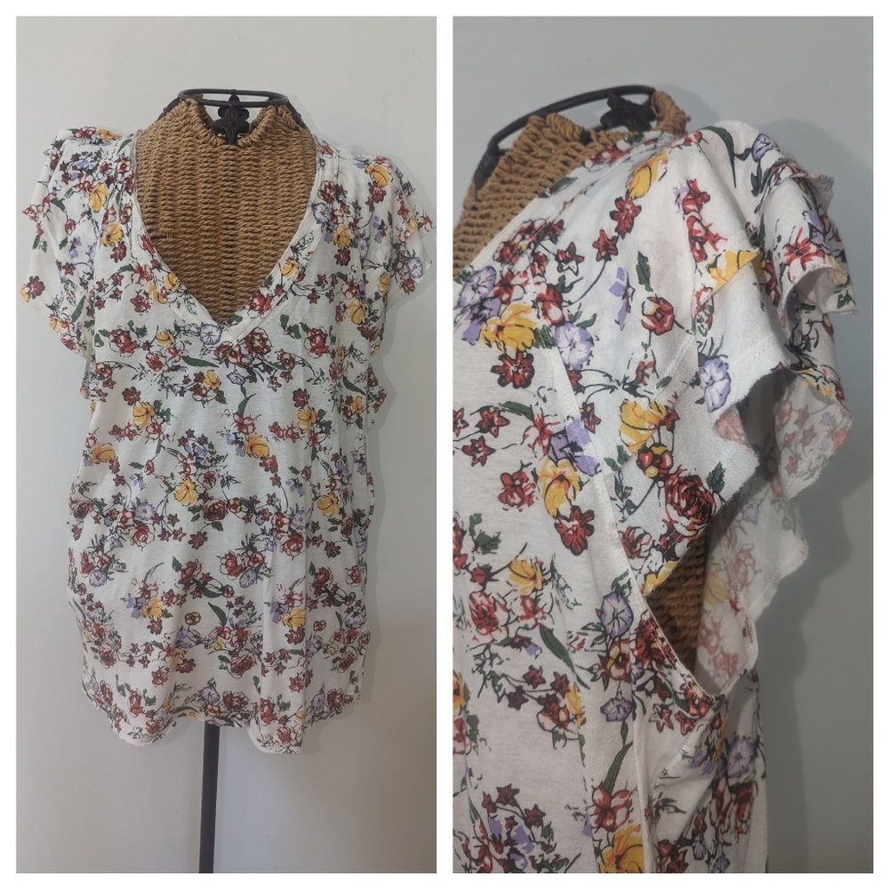 Anthropologie Maeve floral top blouse L